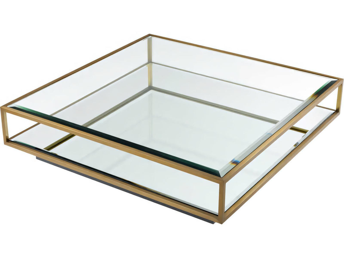 Tortona L Square Coffee Table Brushed Brass Finish
