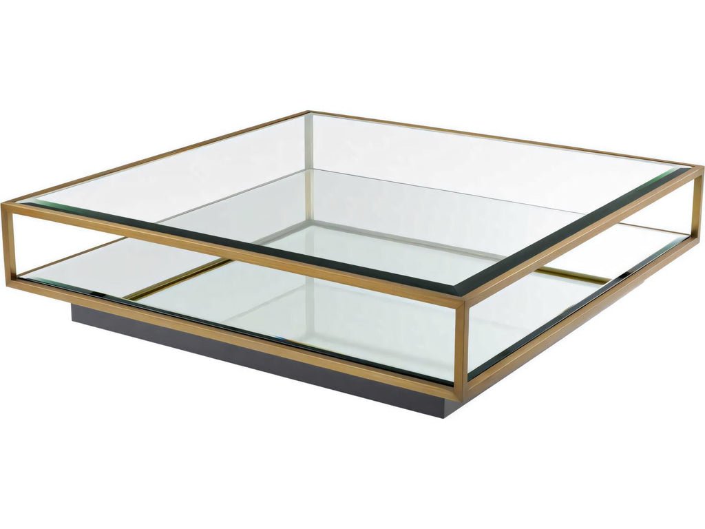 Tortona L Square Coffee Table Brushed Brass Finish