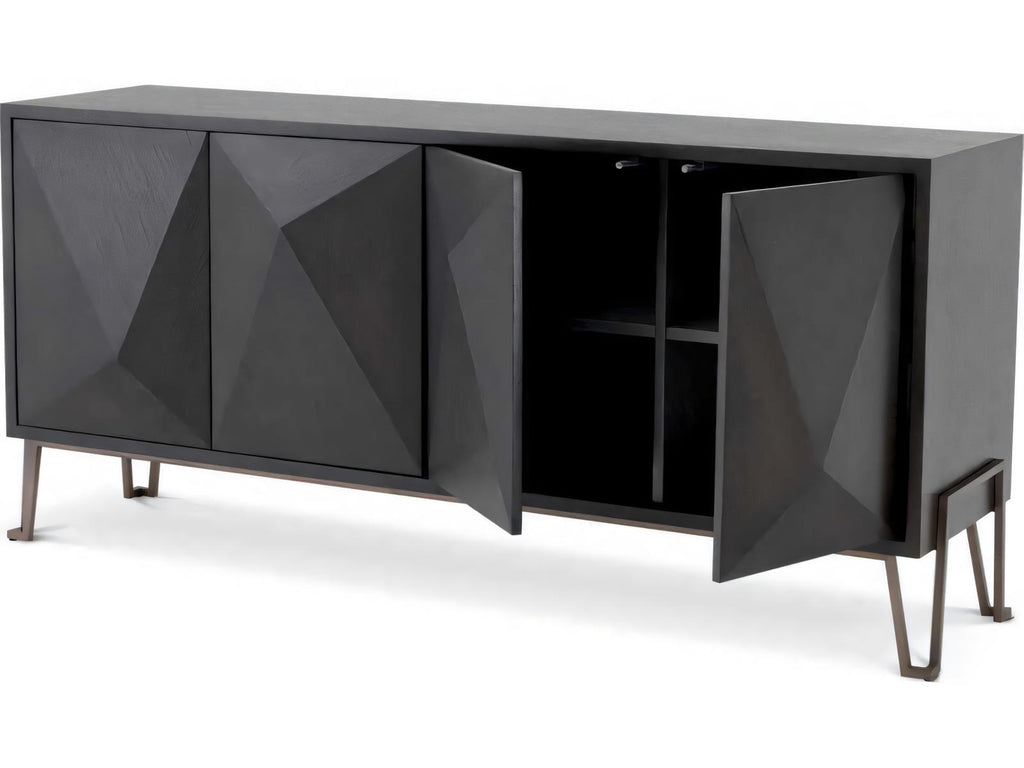 Highland Charcoal Brown Oak Veneer Dresser with Bronze Finish