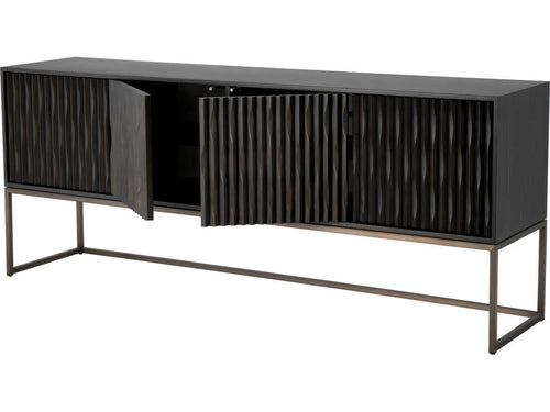 Brayden 4-Door Charcoal Grey Oak Veneer Dresser with Bronze Frame