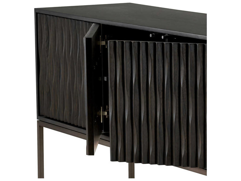Brayden 4-Door Charcoal Grey Oak Veneer Dresser with Bronze Frame