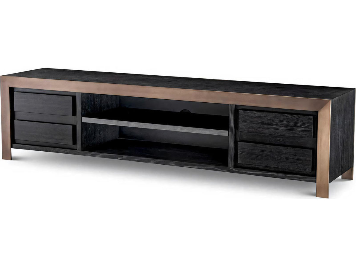 Talbot Charcoal Grey Oak Veneer TV Cabinet with Medium Bronze Finish