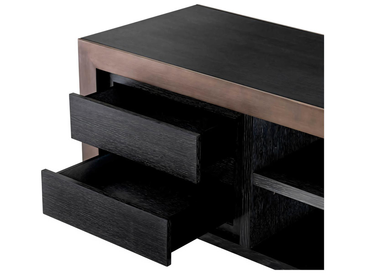 Talbot Charcoal Grey Oak Veneer TV Cabinet with Medium Bronze Finish