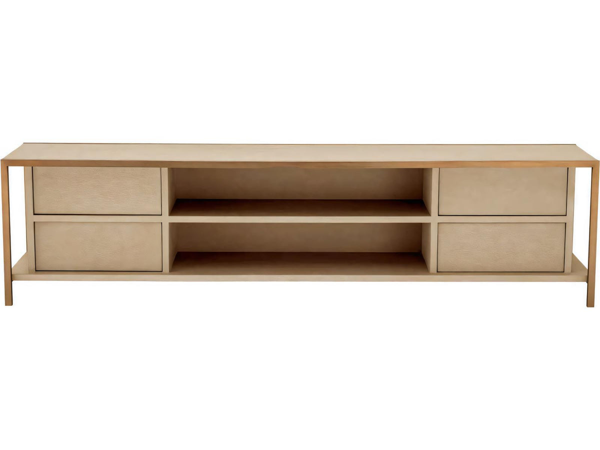 Wilmot Washed Oak Veneer and Brushed Brass TV Cabinet