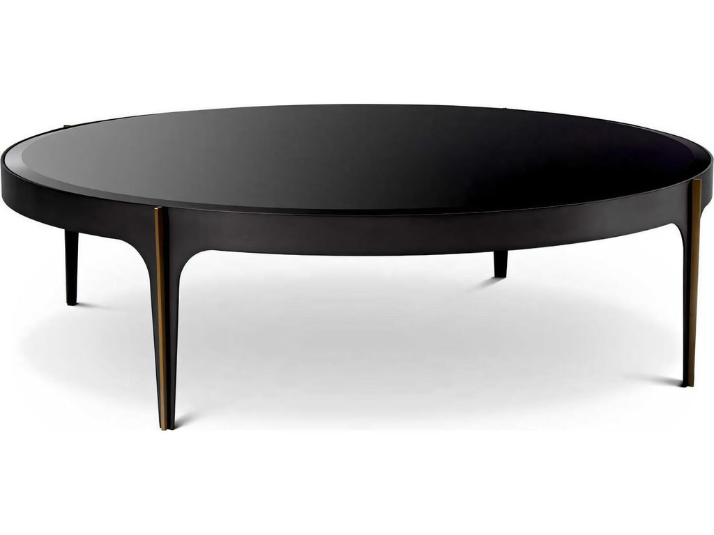 Artemisa L Round Coffee Table in Bronze with Black Beveled Glass