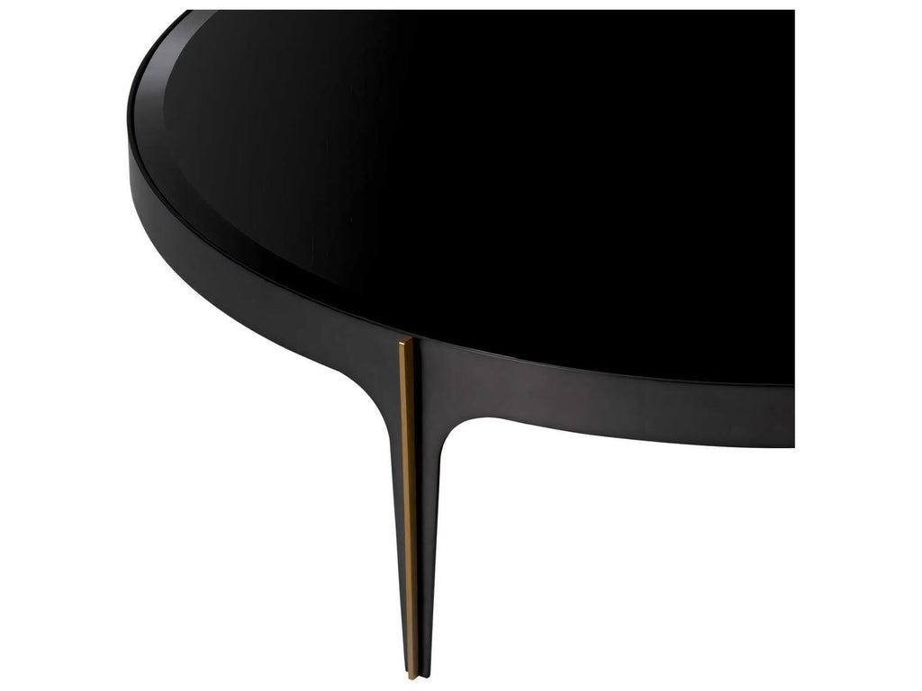 Artemisa L Round Coffee Table in Bronze with Black Beveled Glass