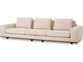 Aurora L 3-Seat Nuoro Beige Polyester Sofa with Button-Tufted Back