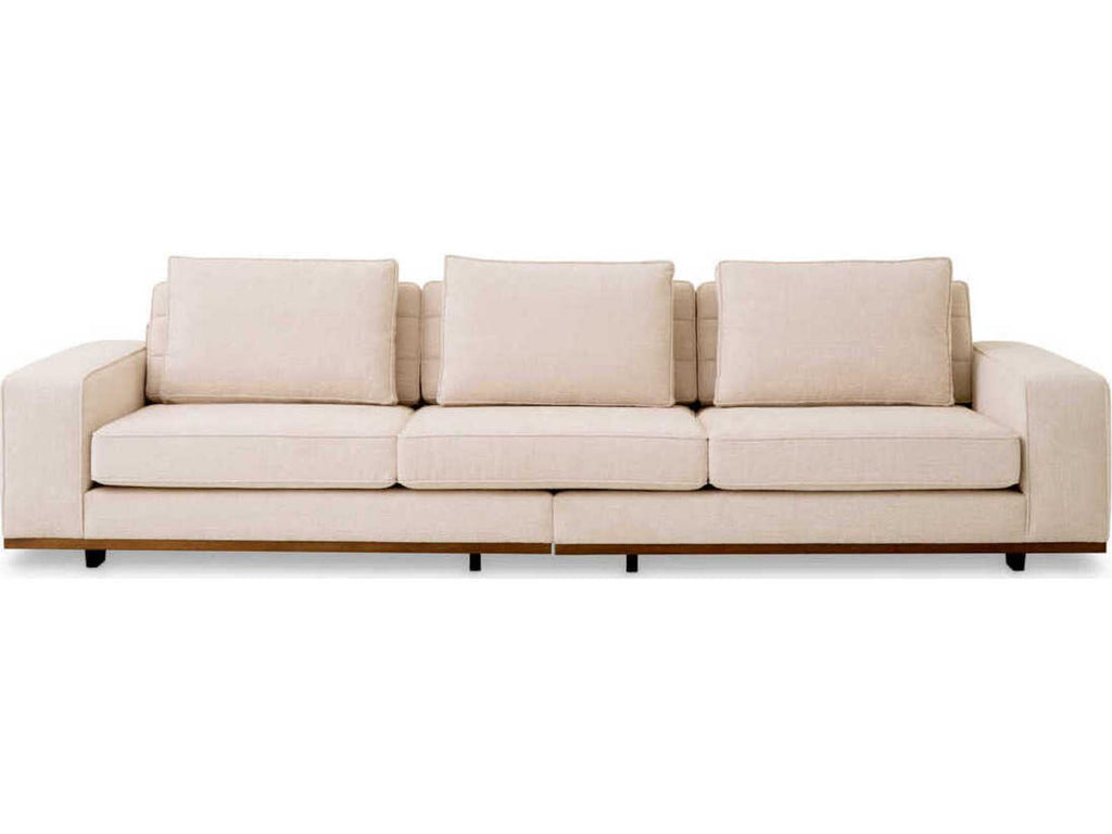 Aurora L 3-Seat Nuoro Beige Polyester Sofa with Button-Tufted Back