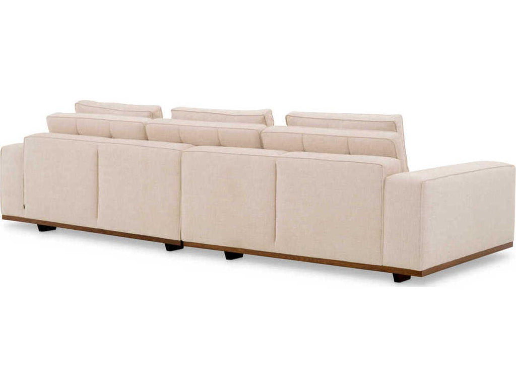 Aurora L 3-Seat Nuoro Beige Polyester Sofa with Button-Tufted Back