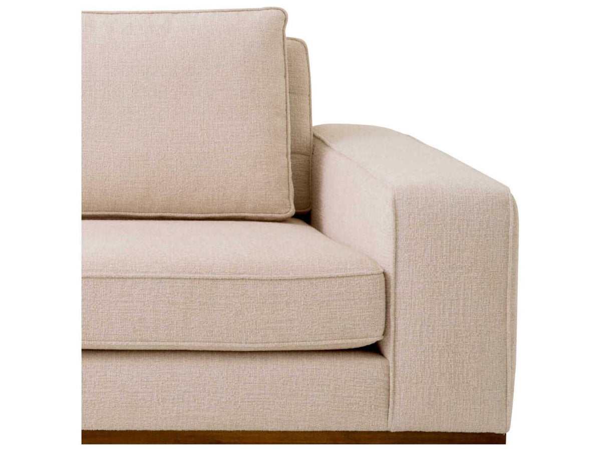 Aurora L 3-Seat Nuoro Beige Polyester Sofa with Button-Tufted Back
