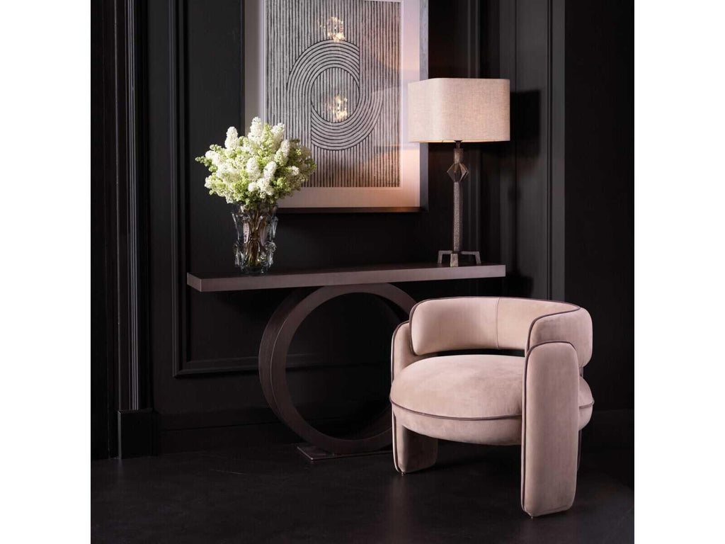 Odis Mocha Oak Veneer Bronze Console Table