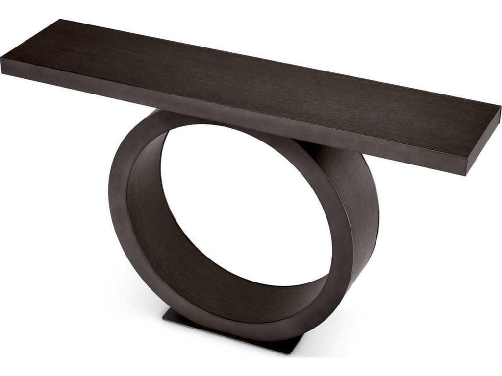 Odis Mocha Oak Veneer Bronze Console Table