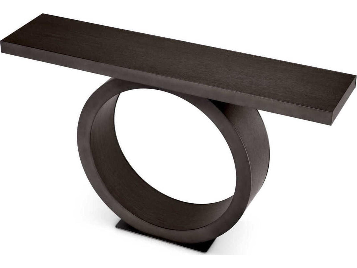 Odis Mocha Oak Veneer Bronze Console Table