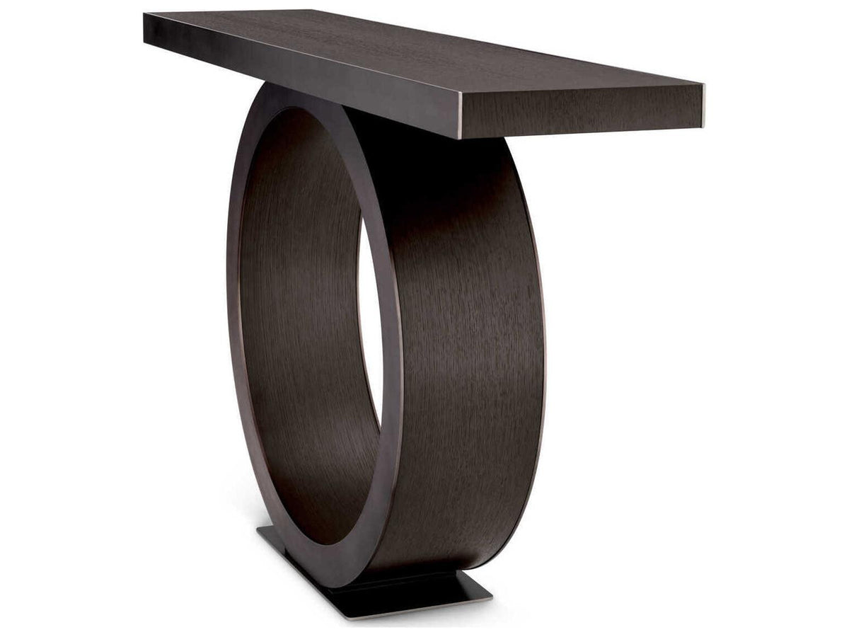 Odis Mocha Oak Veneer Bronze Console Table