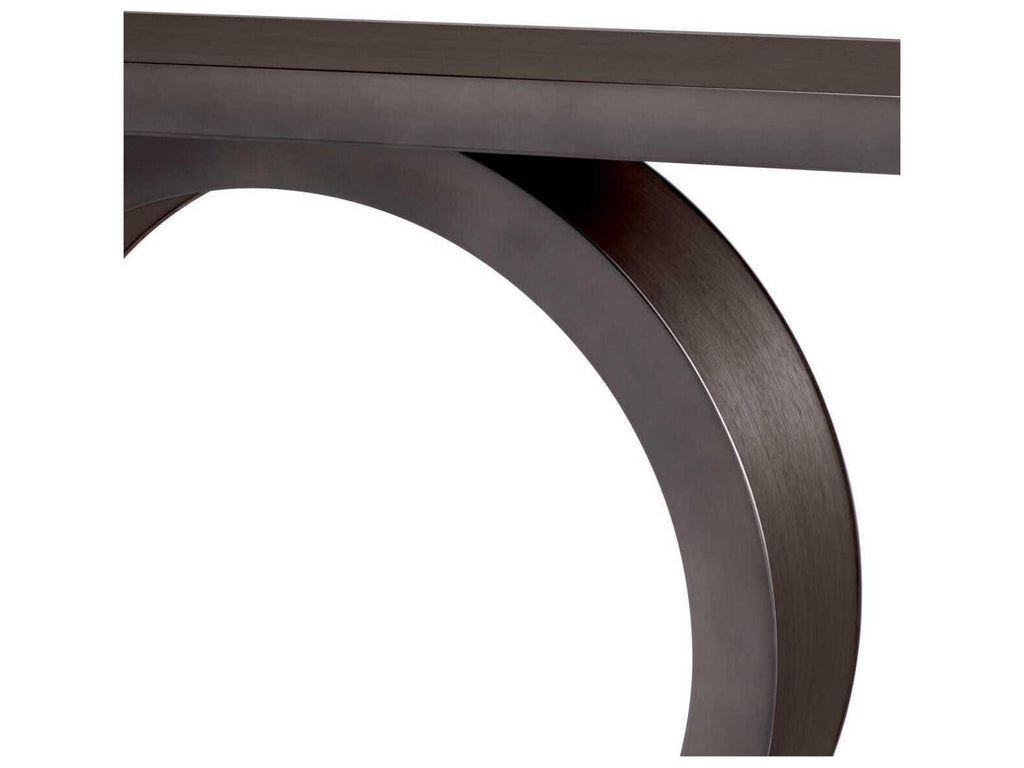 Odis Mocha Oak Veneer Bronze Console Table