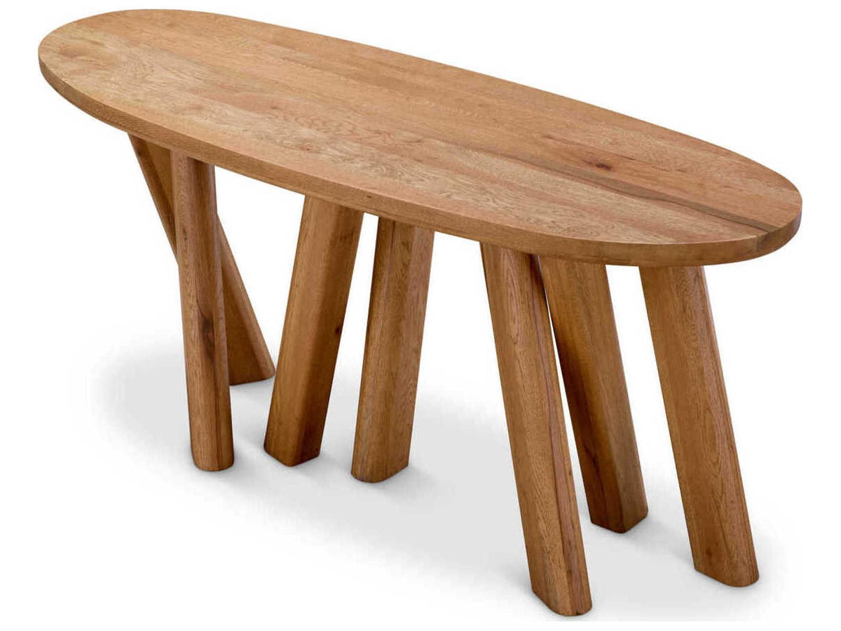 Bayshore Oak Wood Console Table with Forest-Inspired Legs