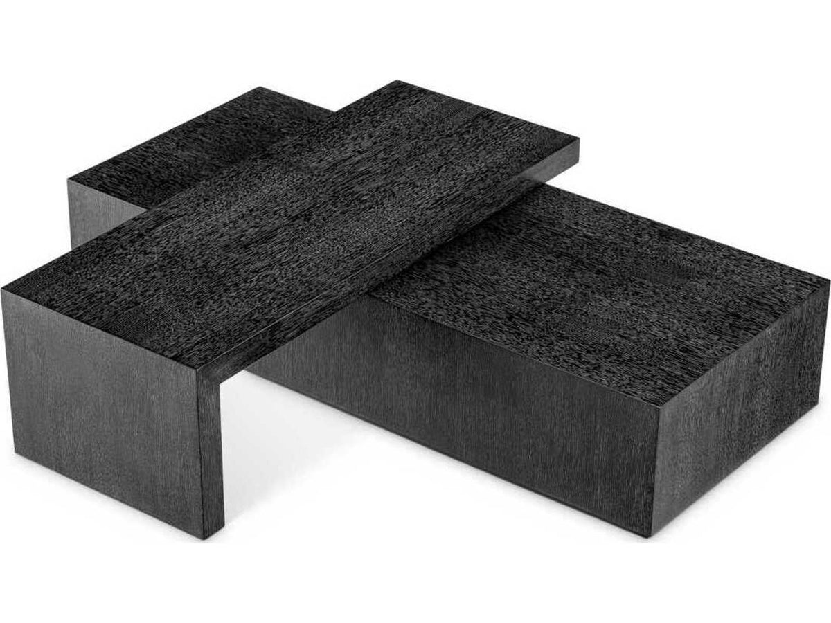 Salento Charcoal Grey Oak Veneer Coffee Table Set with Rotating Tops