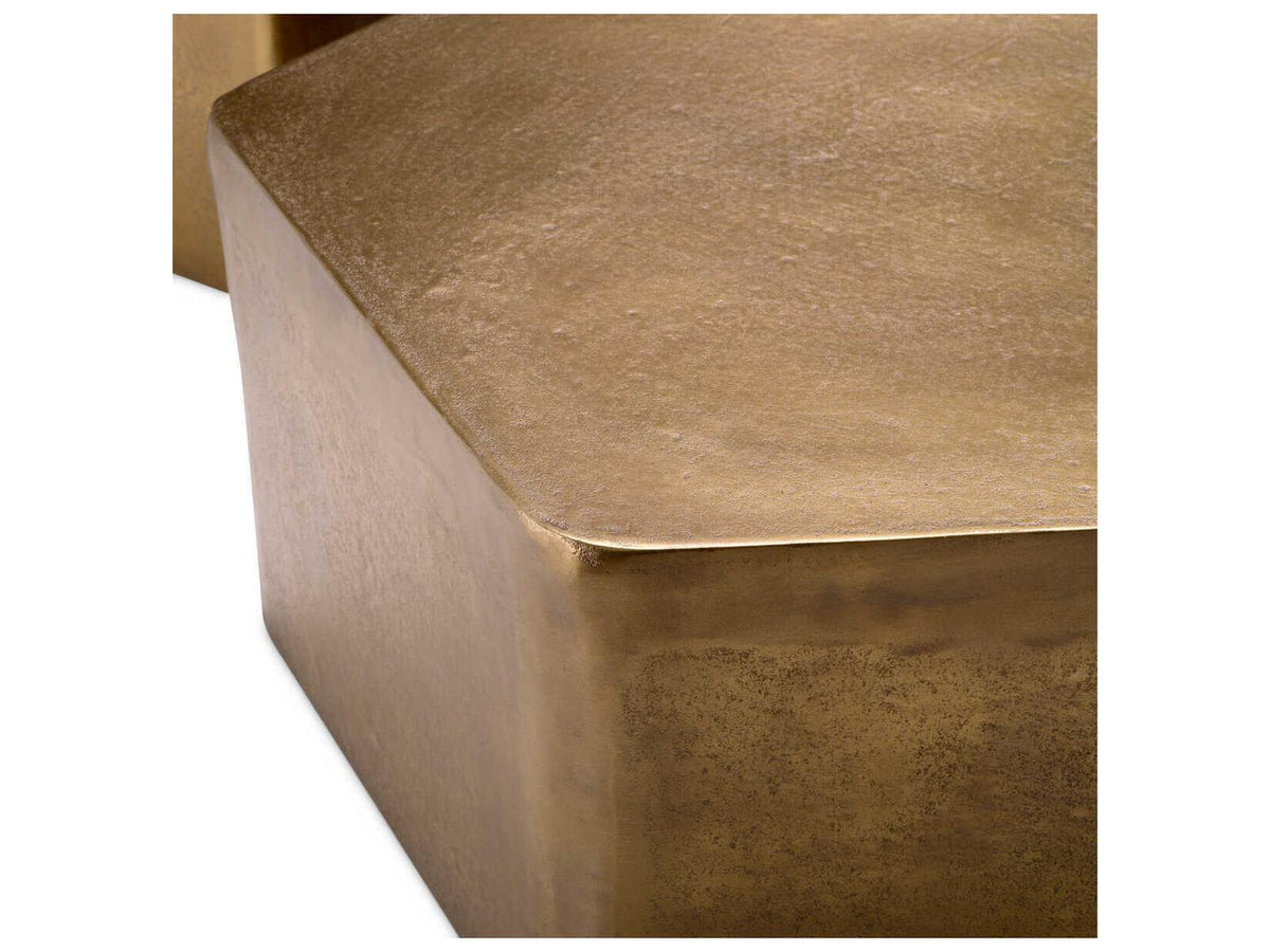 Veenazza Set of 3 Free Form Coffee Tables in Vintage Brass