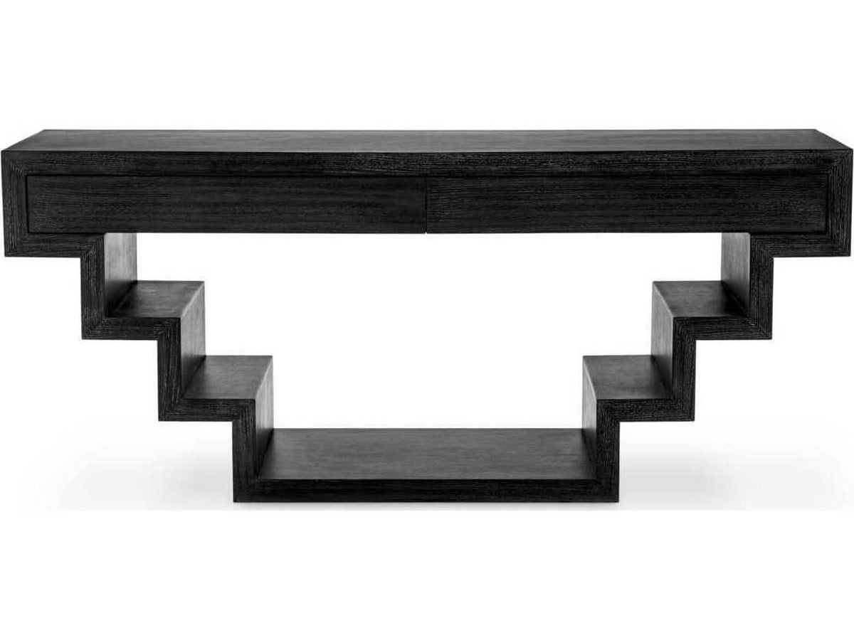 Rialto Rectangle Console Table in Charcoal Grey Oak Veneer