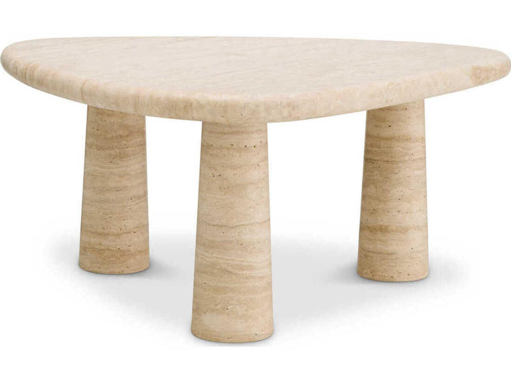 Larino L Travertine Triangular Side Table