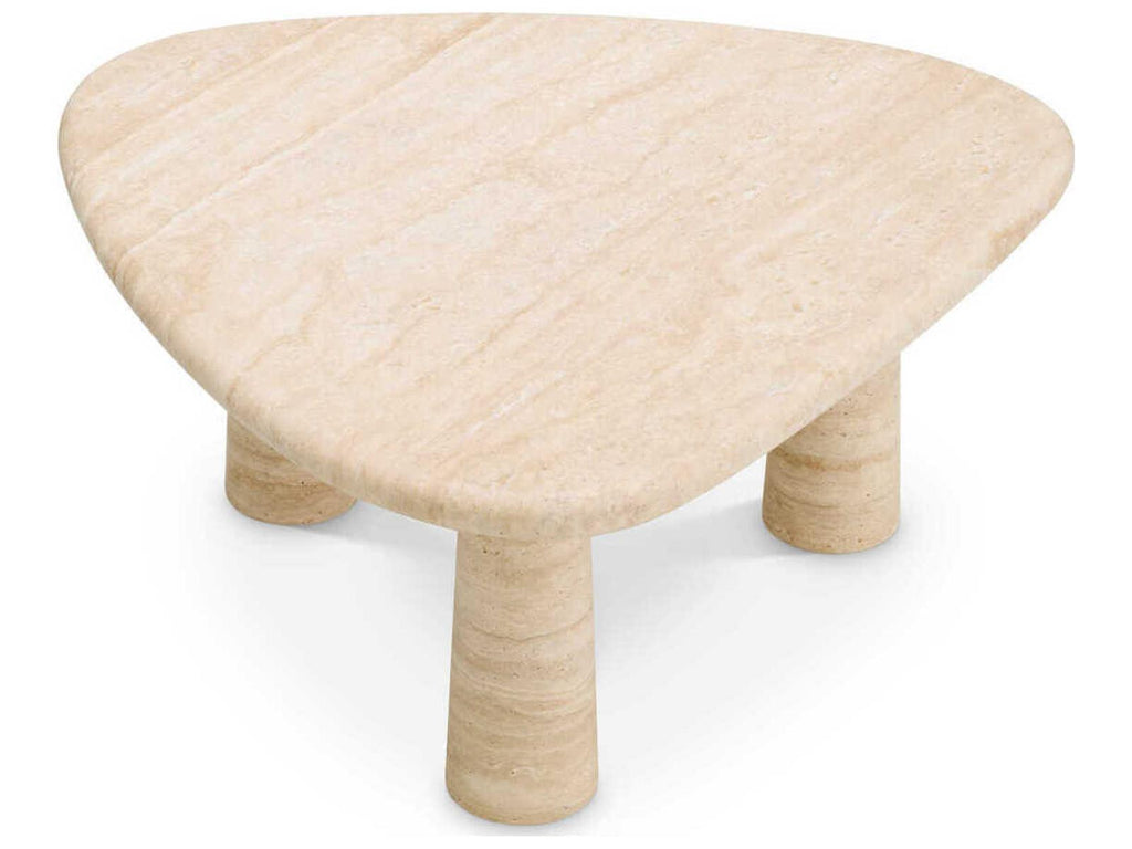 Larino L Travertine Triangular Side Table