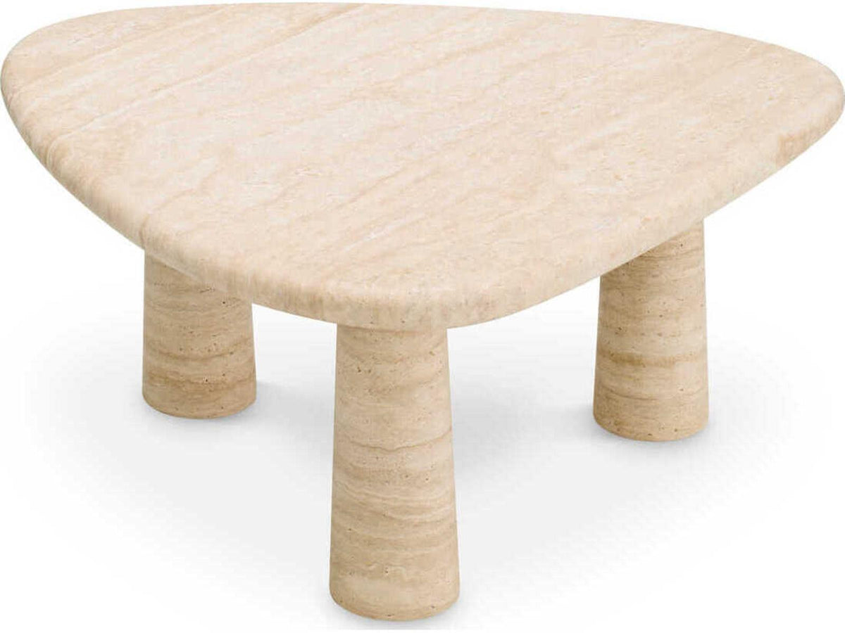 Larino L Travertine Triangular Side Table