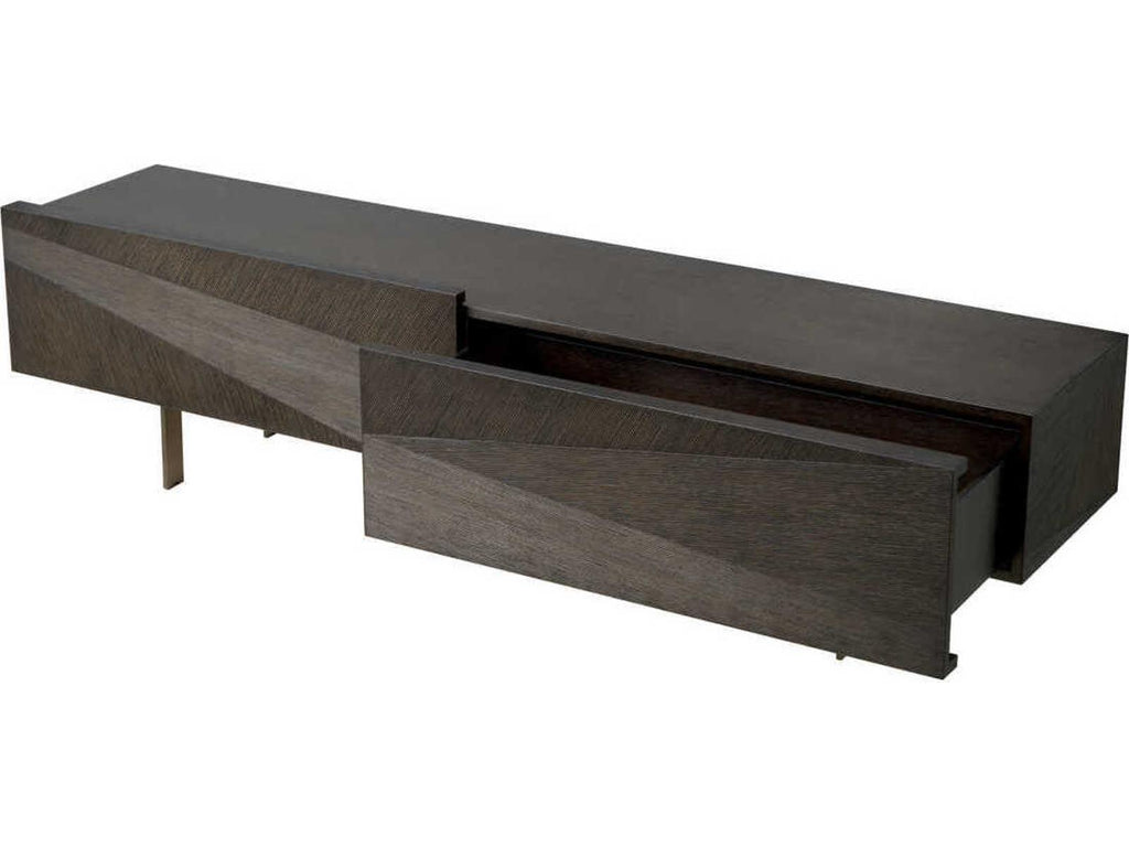 San Martin TV Cabinet in Mocha Oak Veneer with Bronze Finish