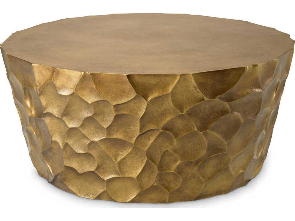 Fiorentino Round Coffee Table in Vintage Brass Finish