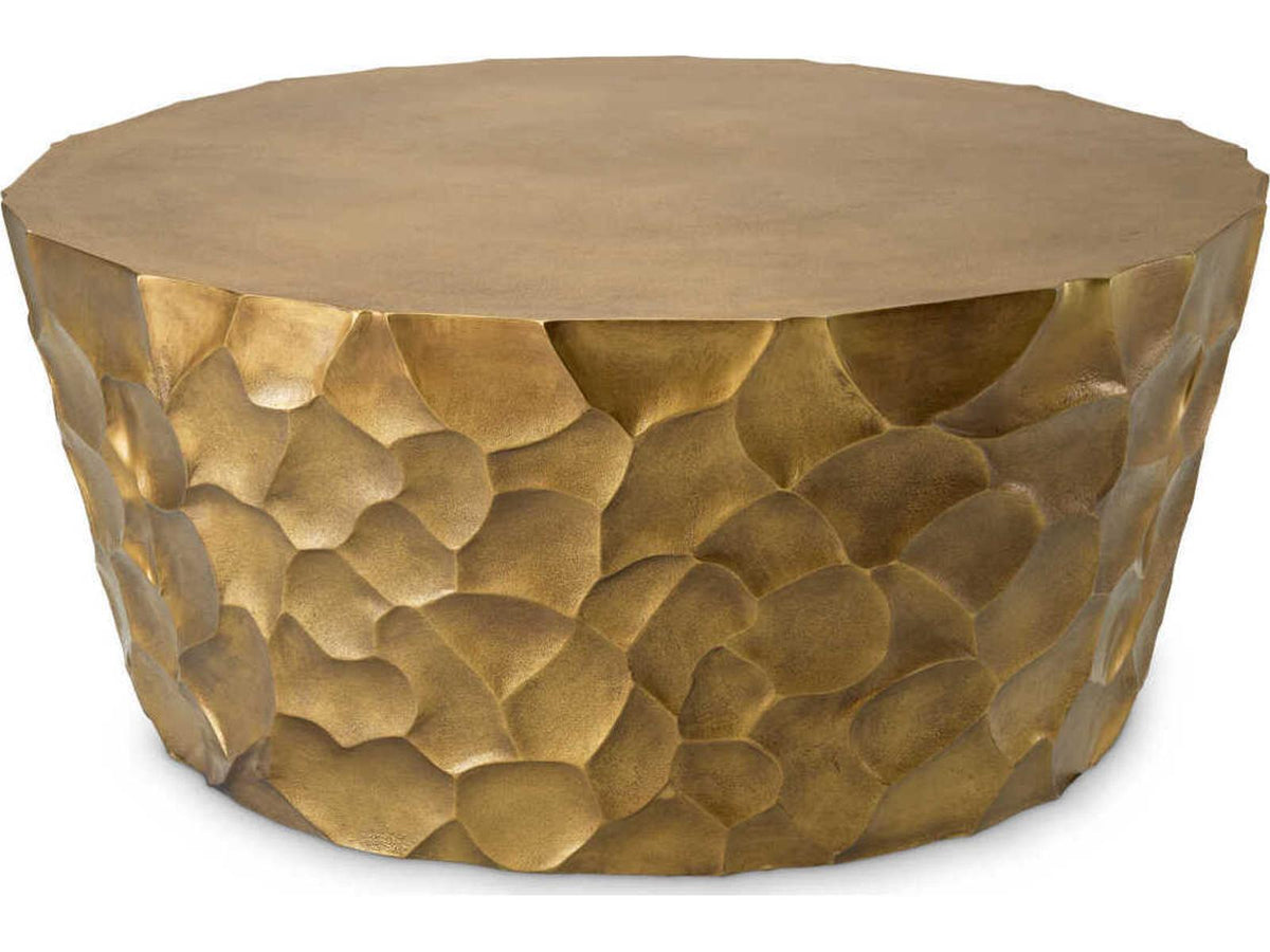 Fiorentino Round Coffee Table in Vintage Brass Finish