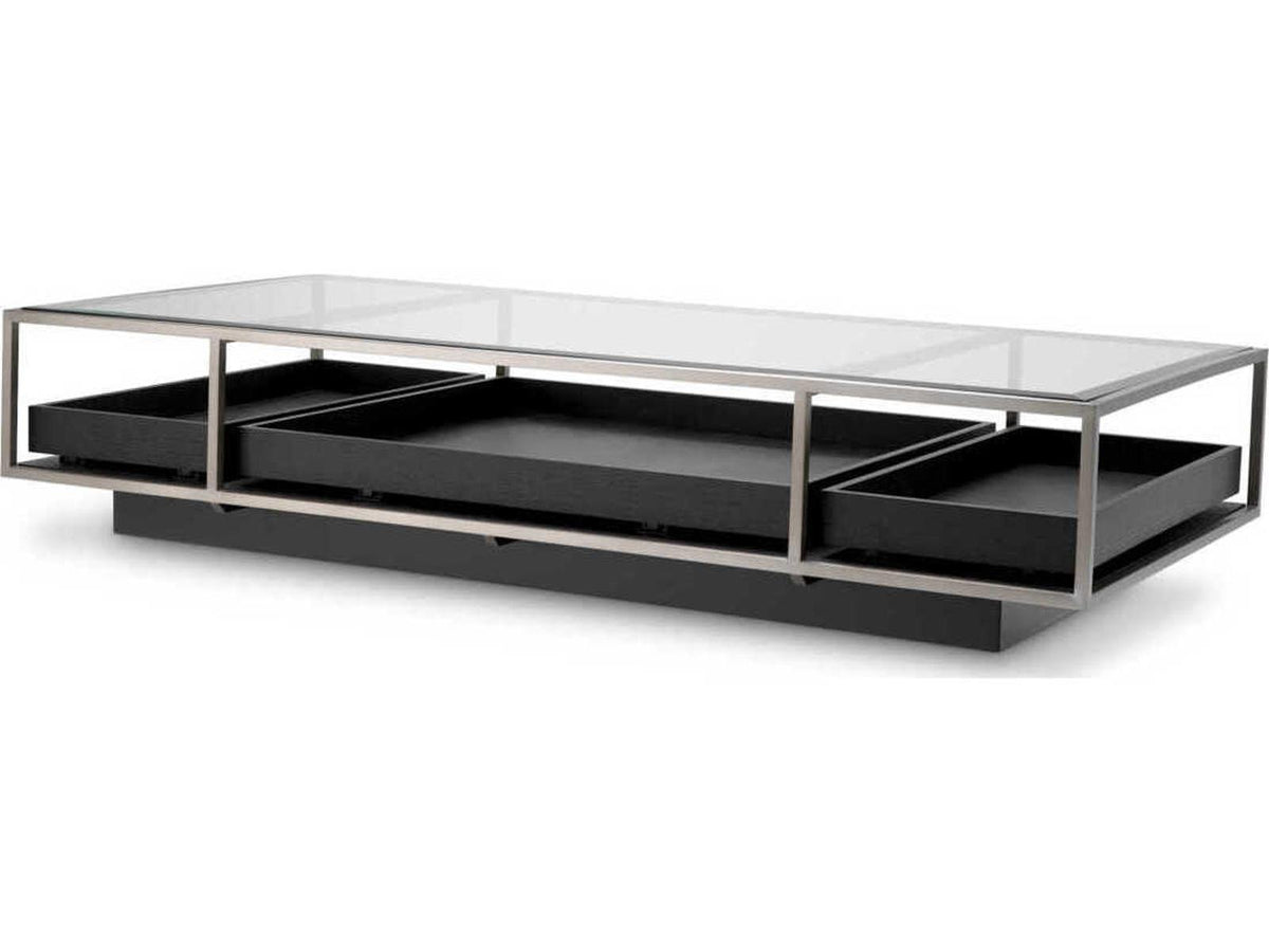 Roxton Rectangle Coffee Table Brushed Steel and Black Veneer