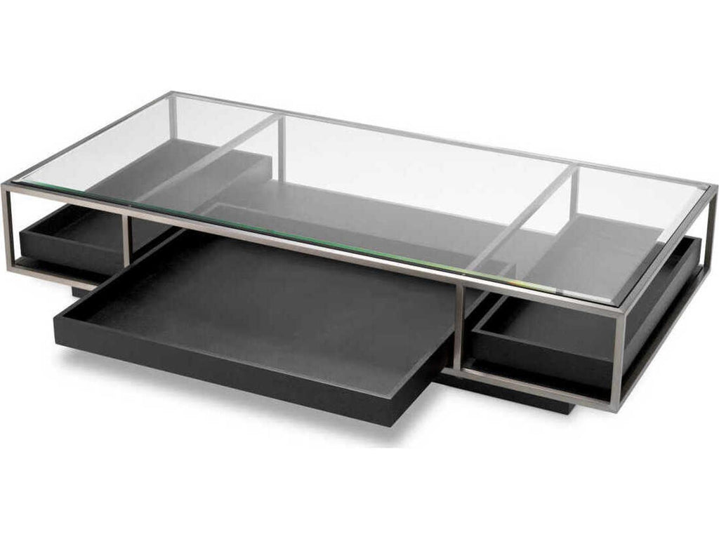 Roxton Rectangle Coffee Table Brushed Steel and Black Veneer