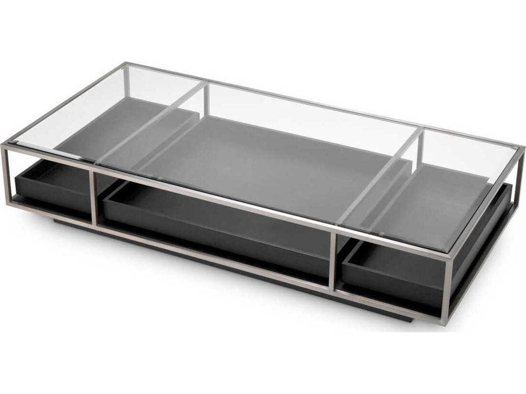 Roxton Rectangle Coffee Table Brushed Steel and Black Veneer