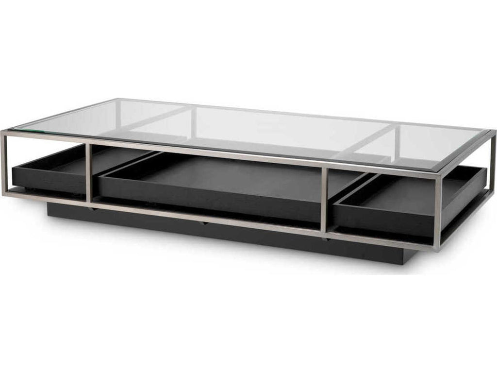 Roxton Rectangle Coffee Table Brushed Steel and Black Veneer