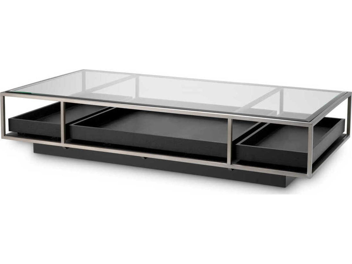 Roxton Rectangle Coffee Table Brushed Steel and Black Veneer