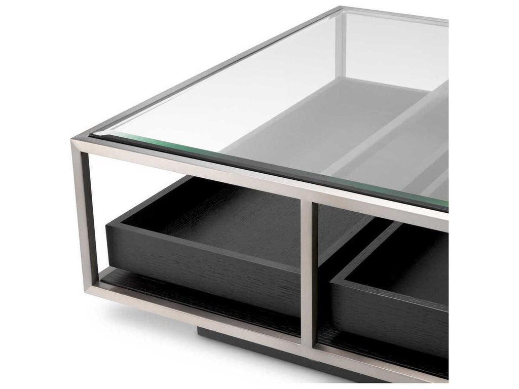 Roxton Rectangle Coffee Table Brushed Steel and Black Veneer
