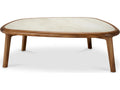 Wilma Square Coffee Table in Caramel Mahogany and Beige Marble