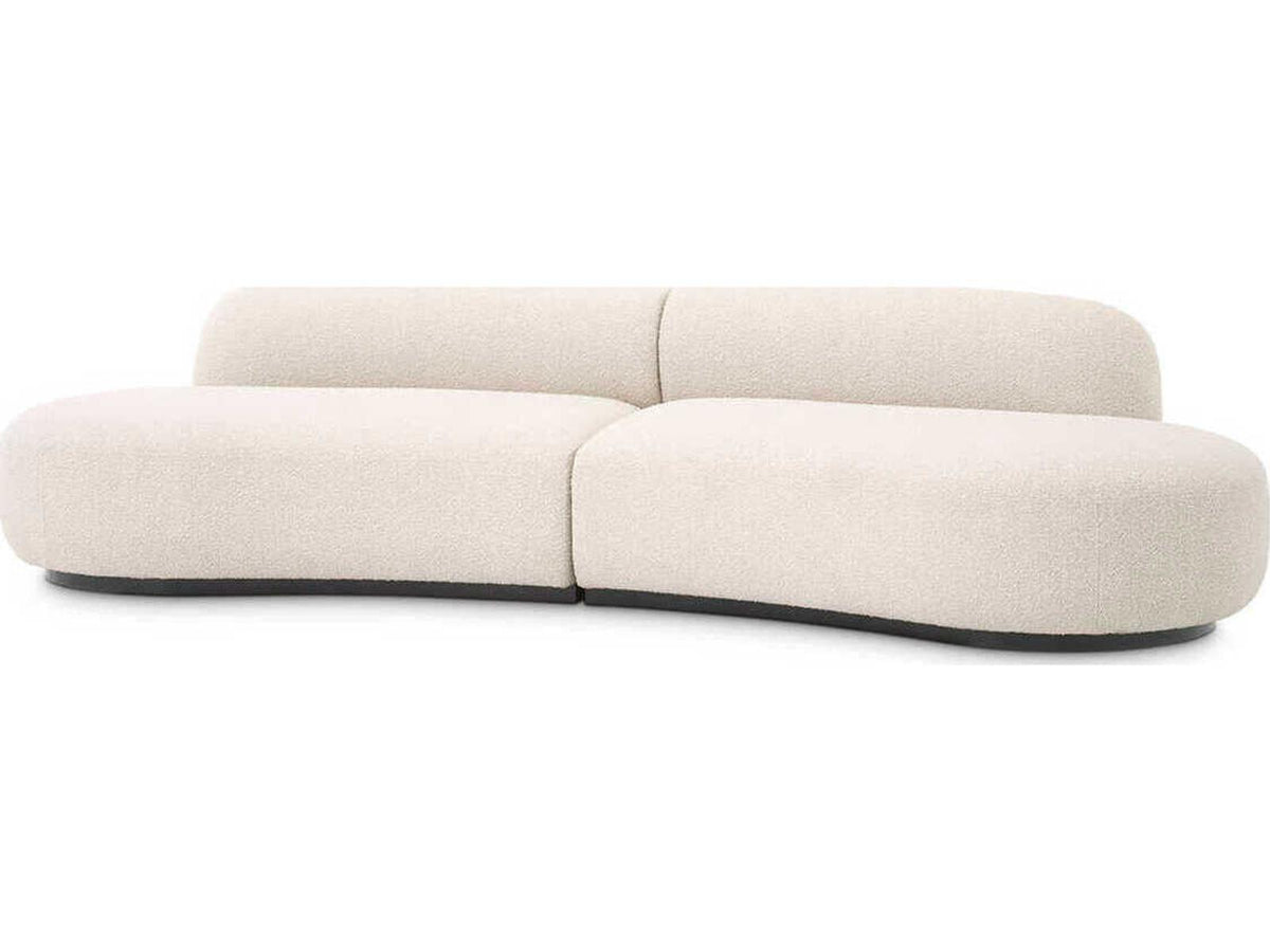 Bj?rn S 3-Seat Boucl?? Cream Sofa with Black Base