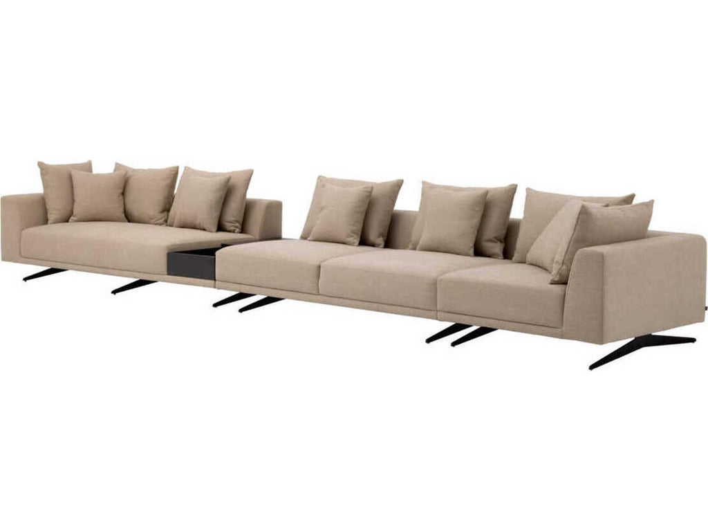 Endless 4-Piece Modular Sectional Sofa in Avalon Sand with In-Built Side Table
