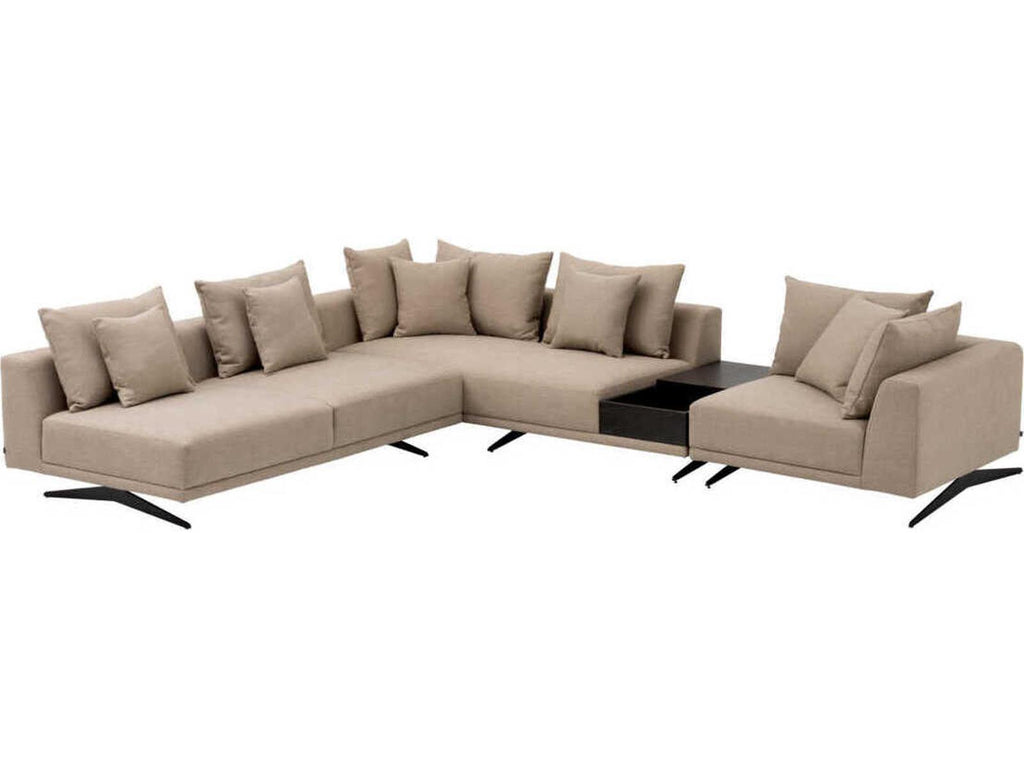Endless 4-Piece Modular Sectional Sofa in Avalon Sand with In-Built Side Table