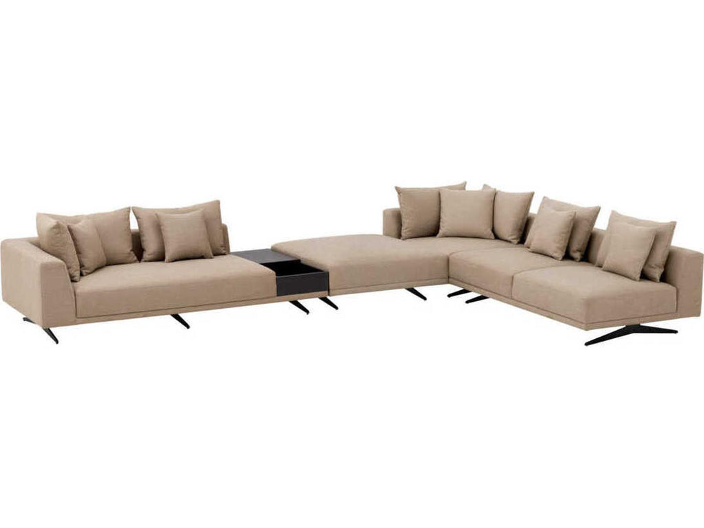 Endless 4-Piece Modular Sectional Sofa in Avalon Sand with In-Built Side Table