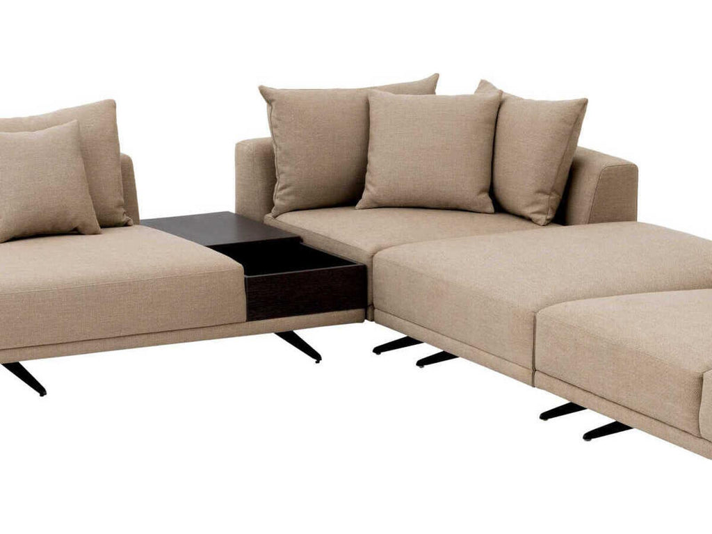 Endless 4-Piece Modular Sectional Sofa in Avalon Sand with In-Built Side Table