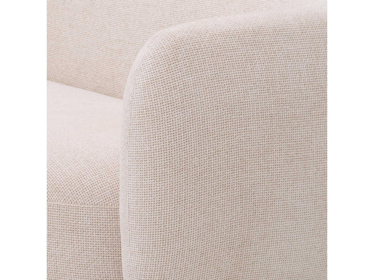 Roxy 3-Seat Fabric Sofa in Lyssa Off-White with Brushed Brass Base