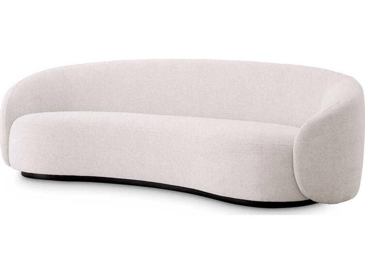 Amore 3-Seat Lyssa Off-White Fabric Sofa with Black Base