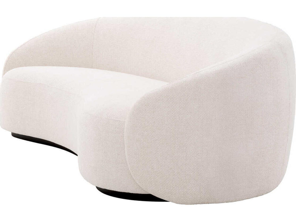 Amore 3-Seat Lyssa Off-White Fabric Sofa with Black Base