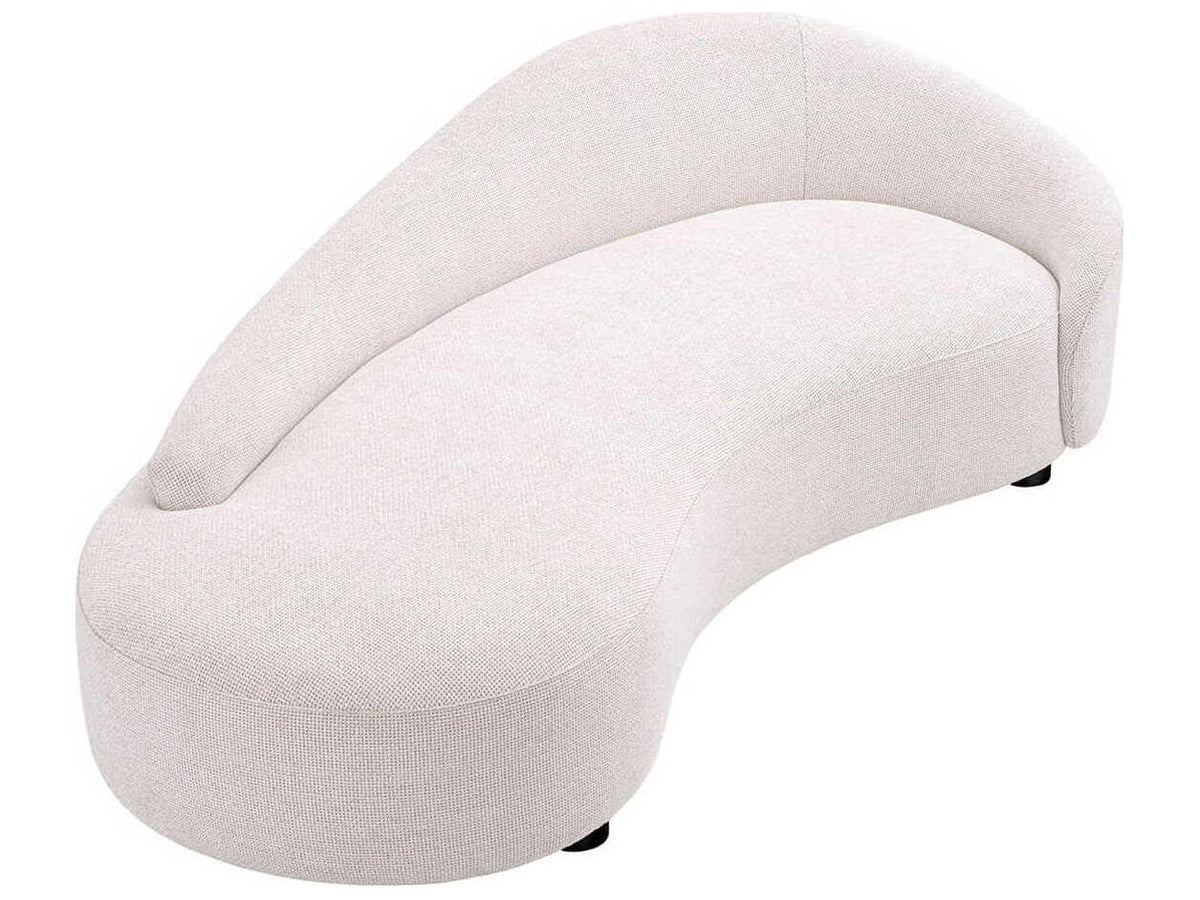 Rivolo Curved Sofa in Lyssa Off-White Fabric with Black Feet