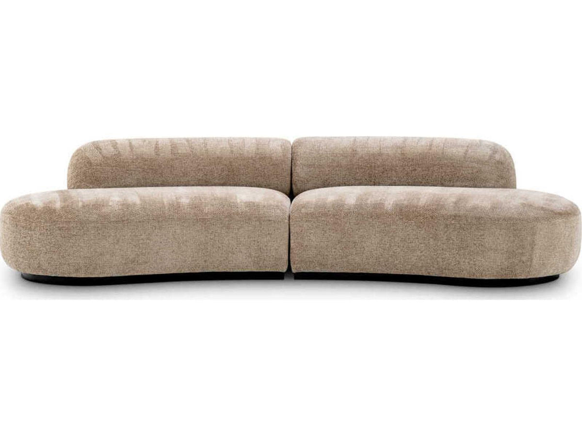 Bjorn S 3-Seat Lyssa Sand Fabric Sofa with Black Base