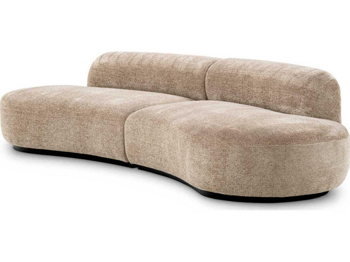 Bjorn S 3-Seat Lyssa Sand Fabric Sofa with Black Base