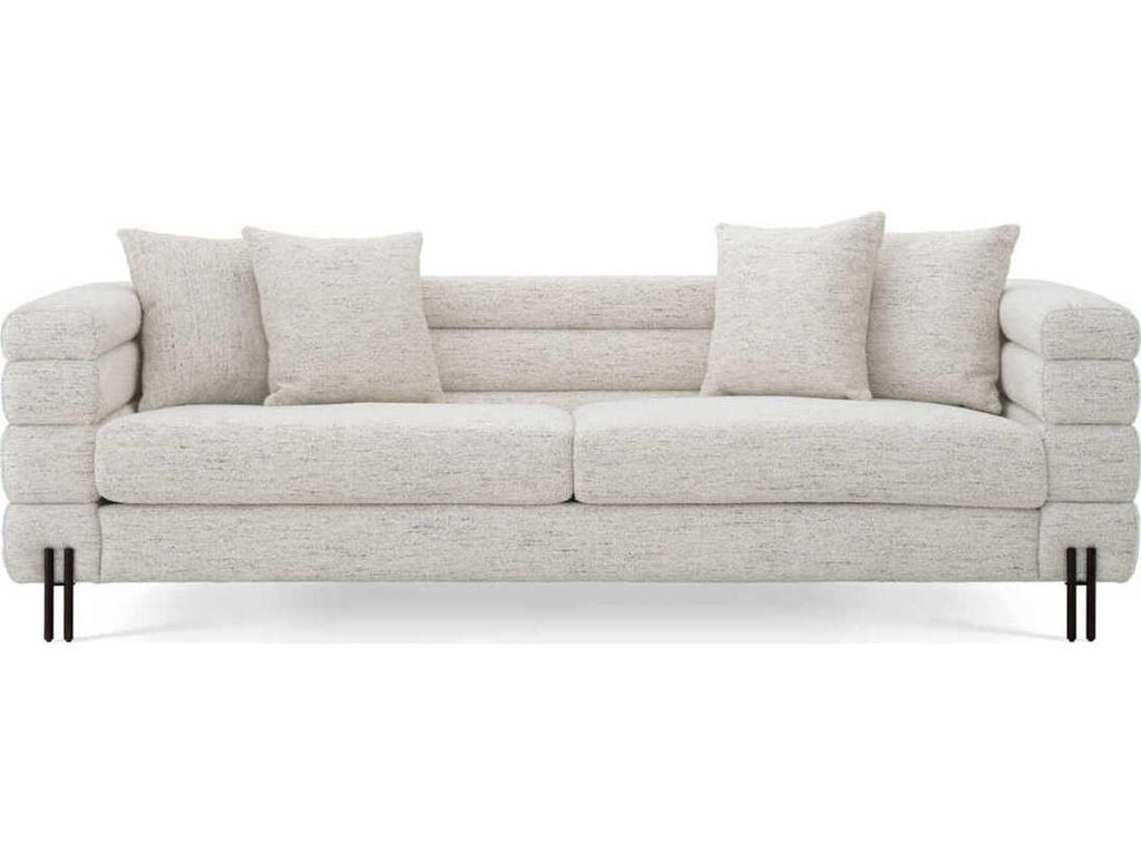 York 3-Seat Upholstered Sofa in Mademoiselle Beige with Brushed Brass Legs