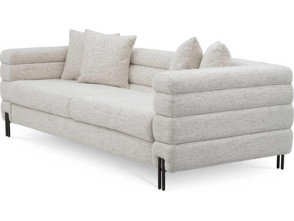 York 3-Seat Upholstered Sofa in Mademoiselle Beige with Brushed Brass Legs