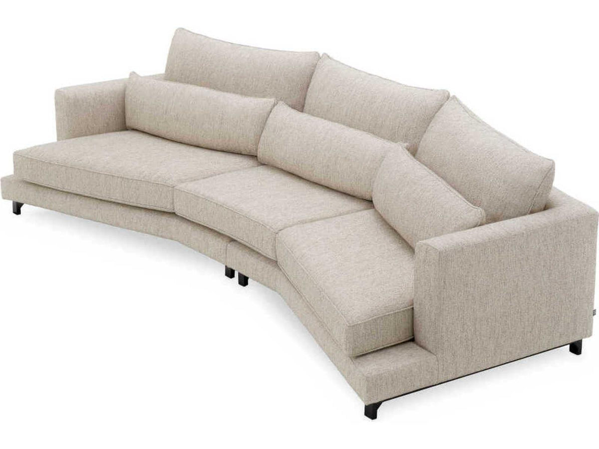 Savarana Splendor 3-Seat Upholstered Sofa in Light Grey with Black Feet